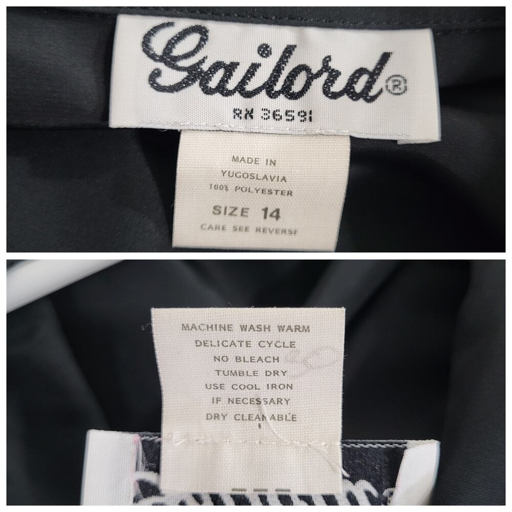 VTG Blouse Gailord Womens Large Black 80s Office Dressy Evening Business Casual - Picture 3 of 9